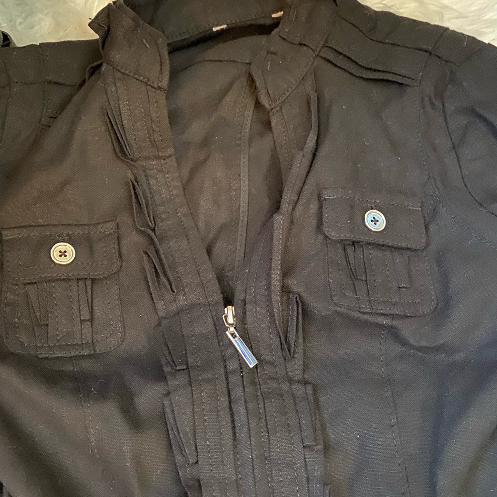 Size small black short sleeve button up blazer top - Picture 2 of 3
